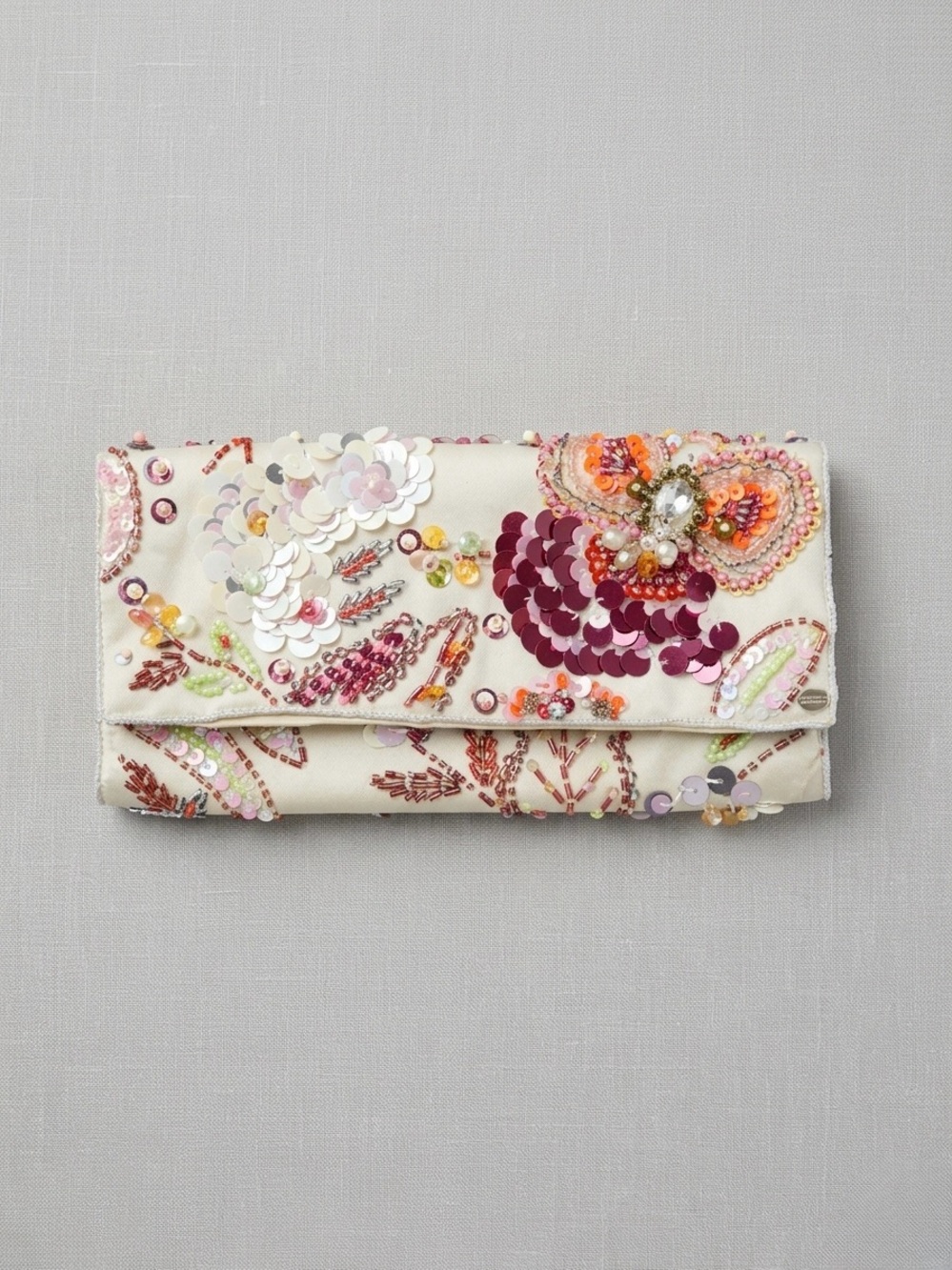 Accessorize Embellished Floral Sequin Beaded Clutch